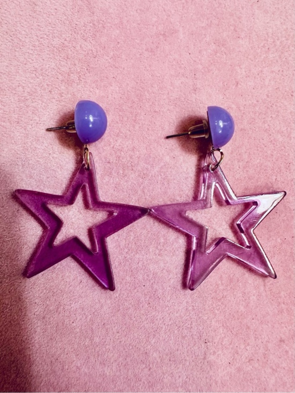 NWT Purple Acrylic Star Drop Earrings